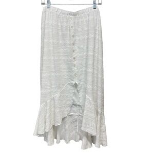 Cato White Eyelet Midi Ruffle High Low Asymmetrical Hem Skirt Woman’s Size XL